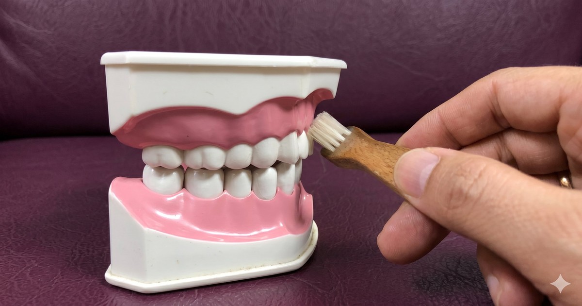 การจับแปรงสีฟันในมุม 45 องศา